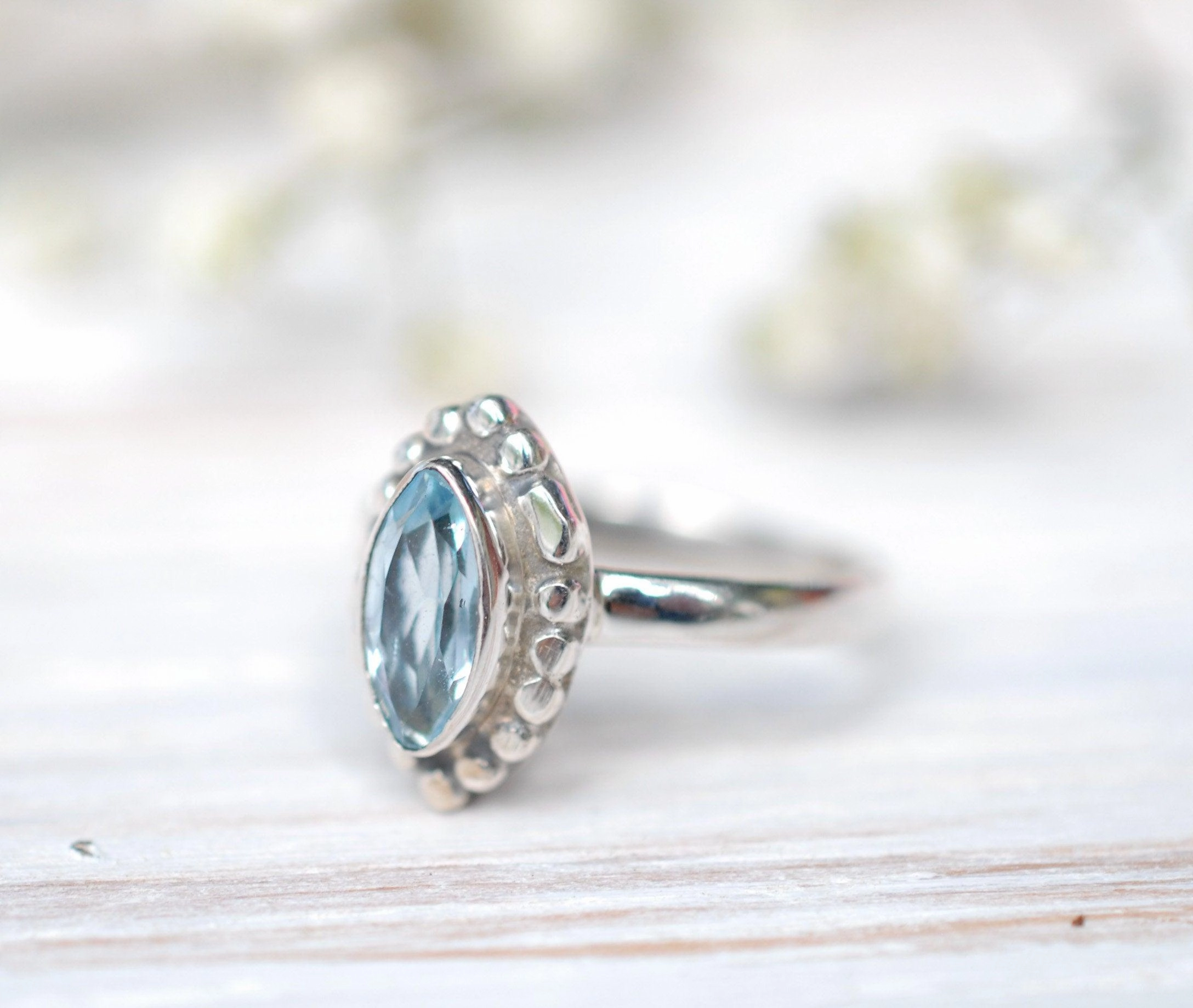 Maui Ring ~ Blue Topaz ~ Sterling Silver 925 ~MR093
