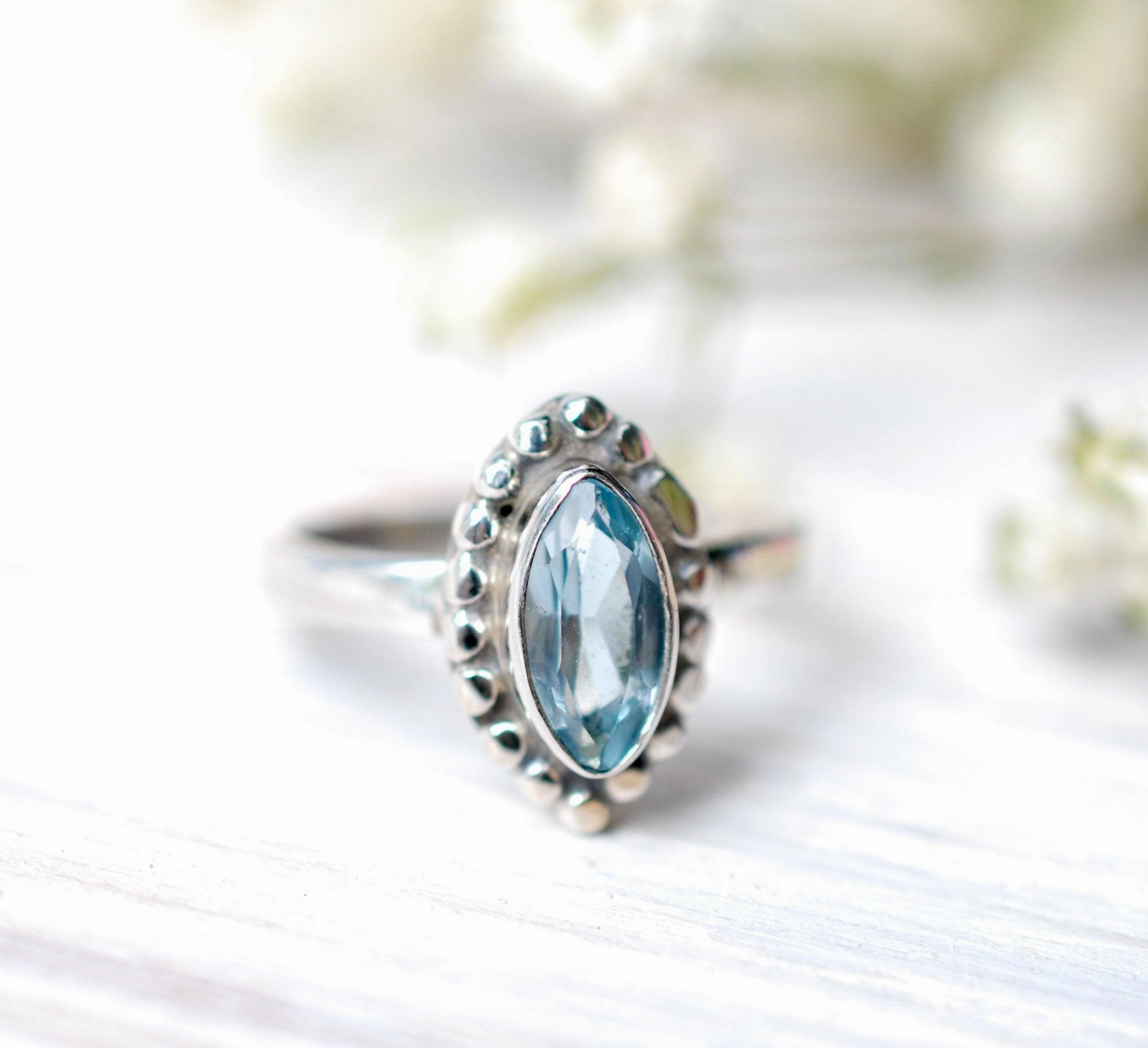 Maui Ring ~ Blue Topaz ~ Sterling Silver 925 ~MR093