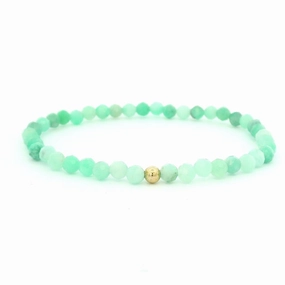 May Birthstone Bracelet: 4Mm Faceted Emerald Bracelet With Gold Filled Finishing Bead