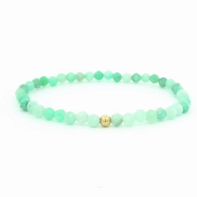 May Birthstone Bracelet: 4Mm Faceted Emerald Bracelet With Gold Filled Finishing Bead