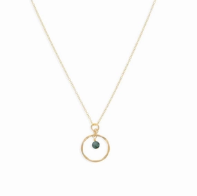 May Birthstone Necklace: Yellow Gold Filled Necklace With Emerald Bead