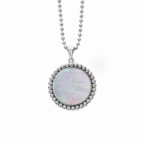 Maya Large Mother of Pearl Circle Pendant Necklace
