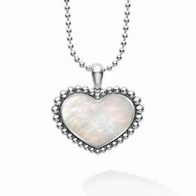 Maya Large Mother of Pearl Heart Pendant Necklace