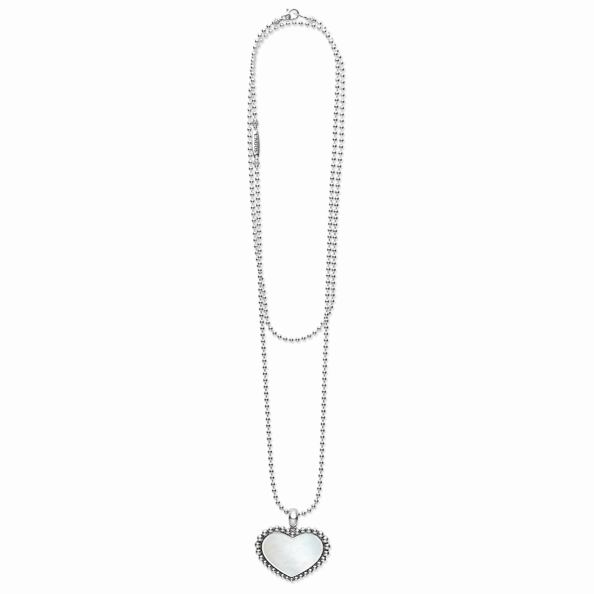 Maya Large Mother of Pearl Heart Pendant Necklace