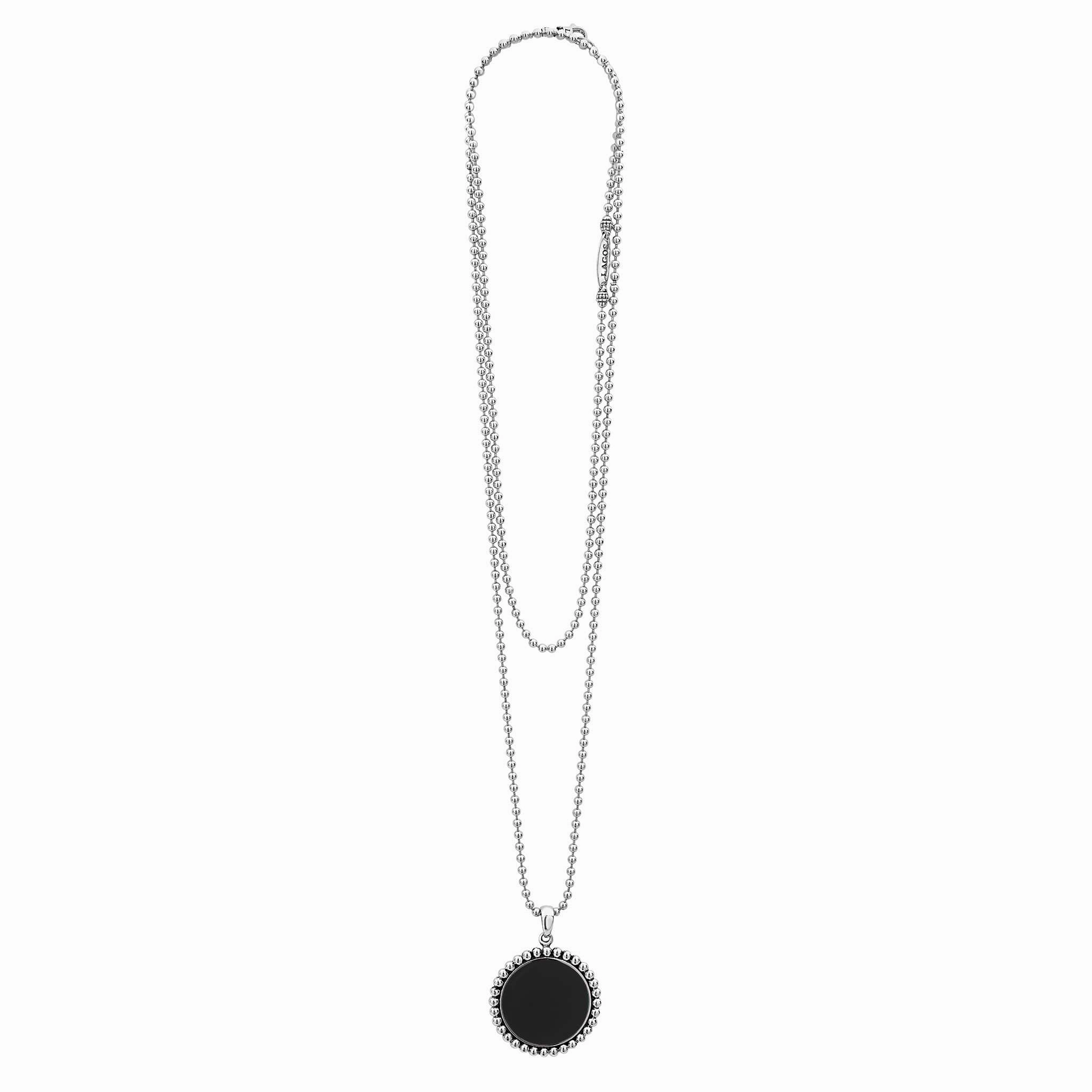 Maya Large Onyx Circle Pendant Necklace