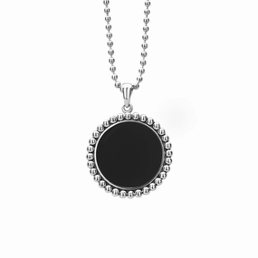 Maya Large Onyx Circle Pendant Necklace