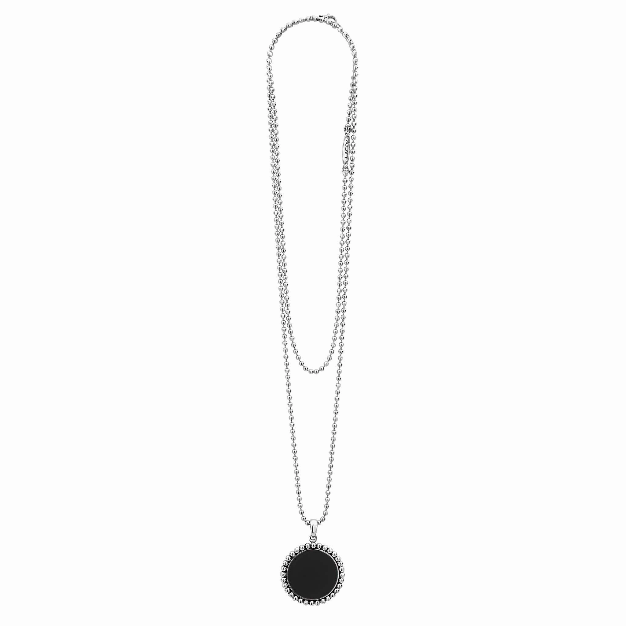 Maya Large Onyx Circle Pendant Necklace