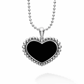 Maya Large Onyx Heart Pendant Necklace