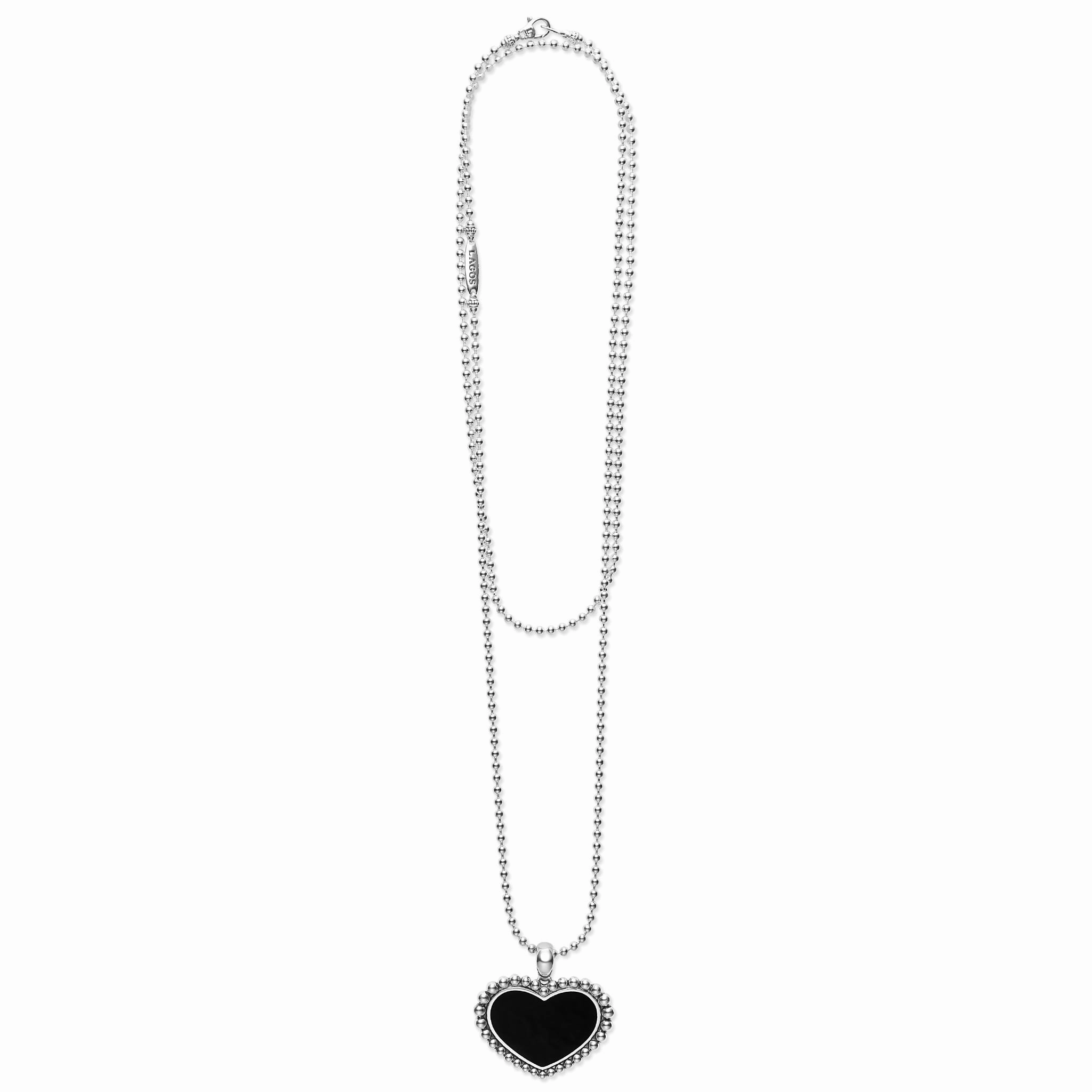 Maya Large Onyx Heart Pendant Necklace