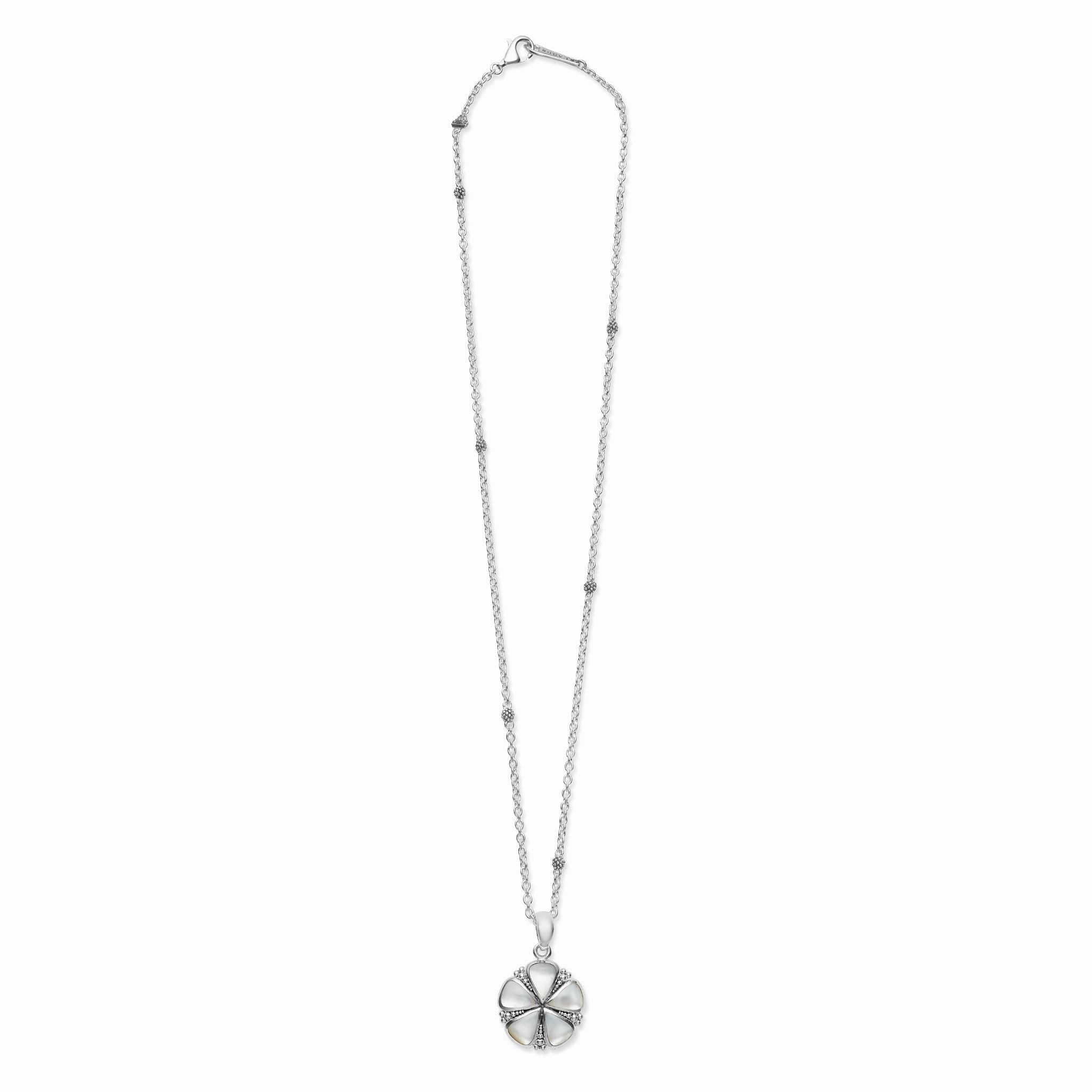 Maya Mother of Pearl Flower Pendant Necklace