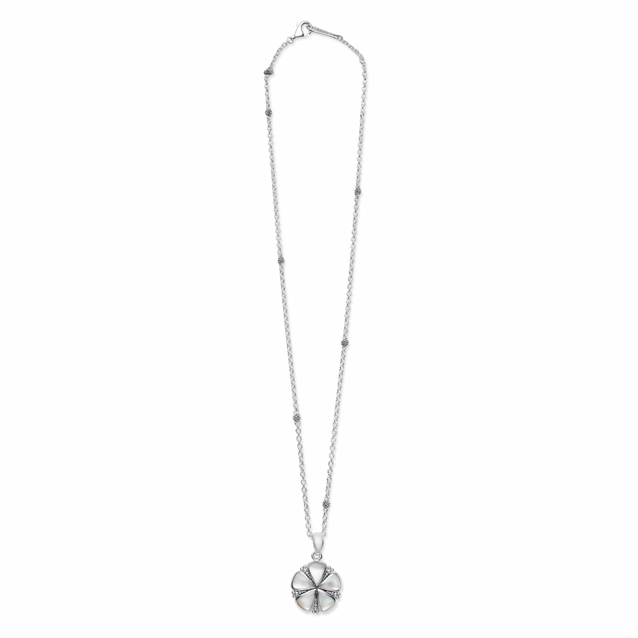 Maya Mother of Pearl Flower Pendant Necklace