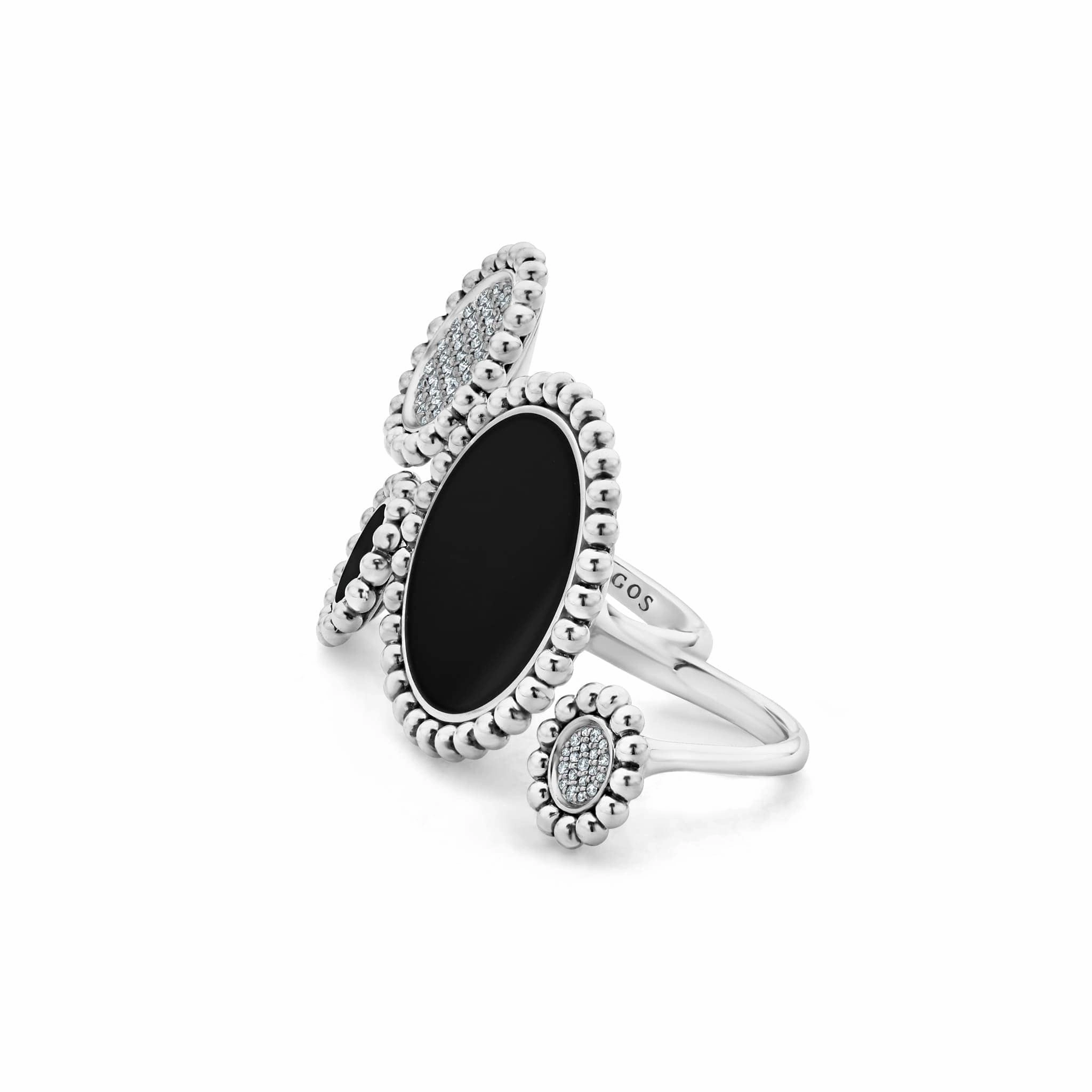 Maya Onyx and Diamond Circle Statement Ring