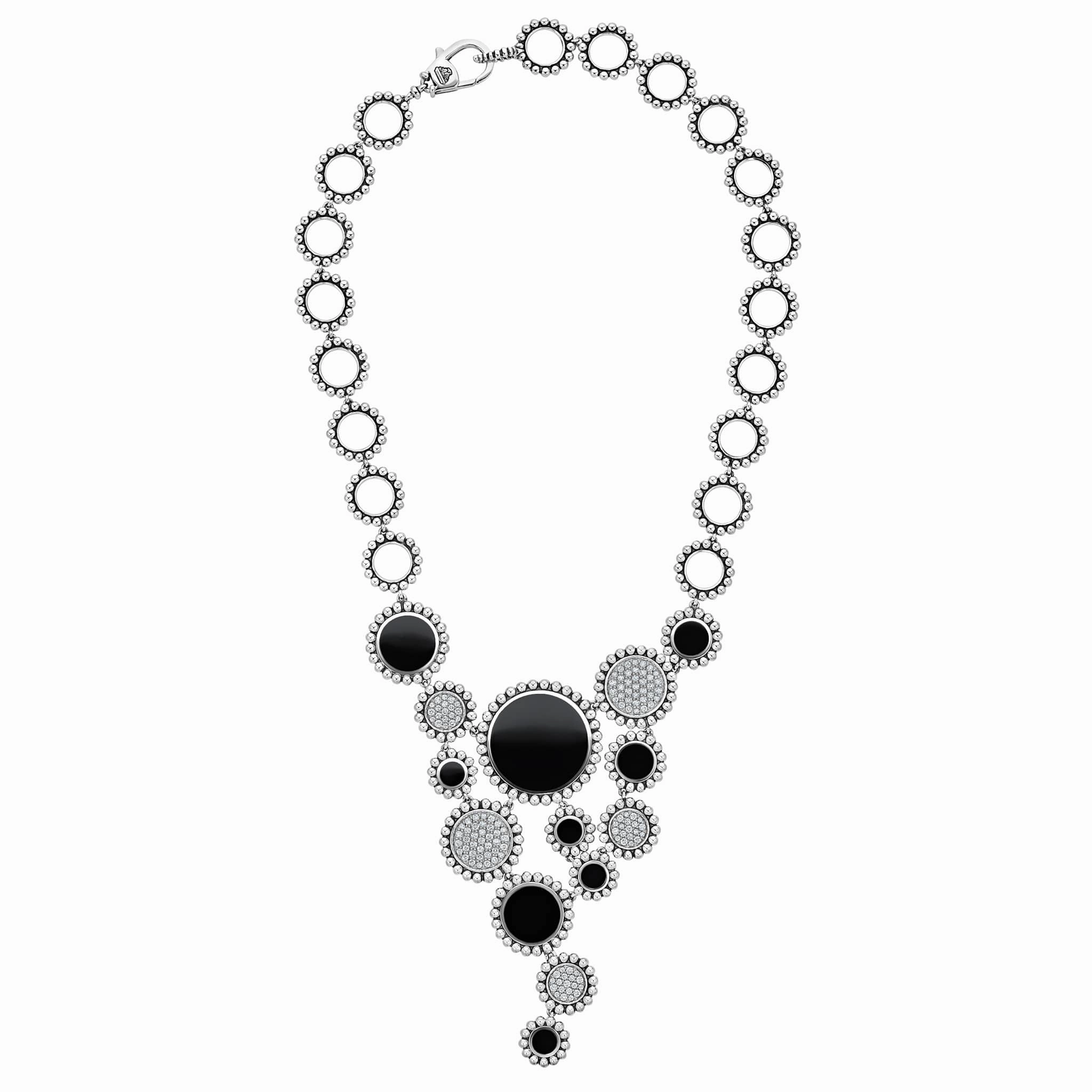 Maya Onyx and Diamond Statement Bib Necklace