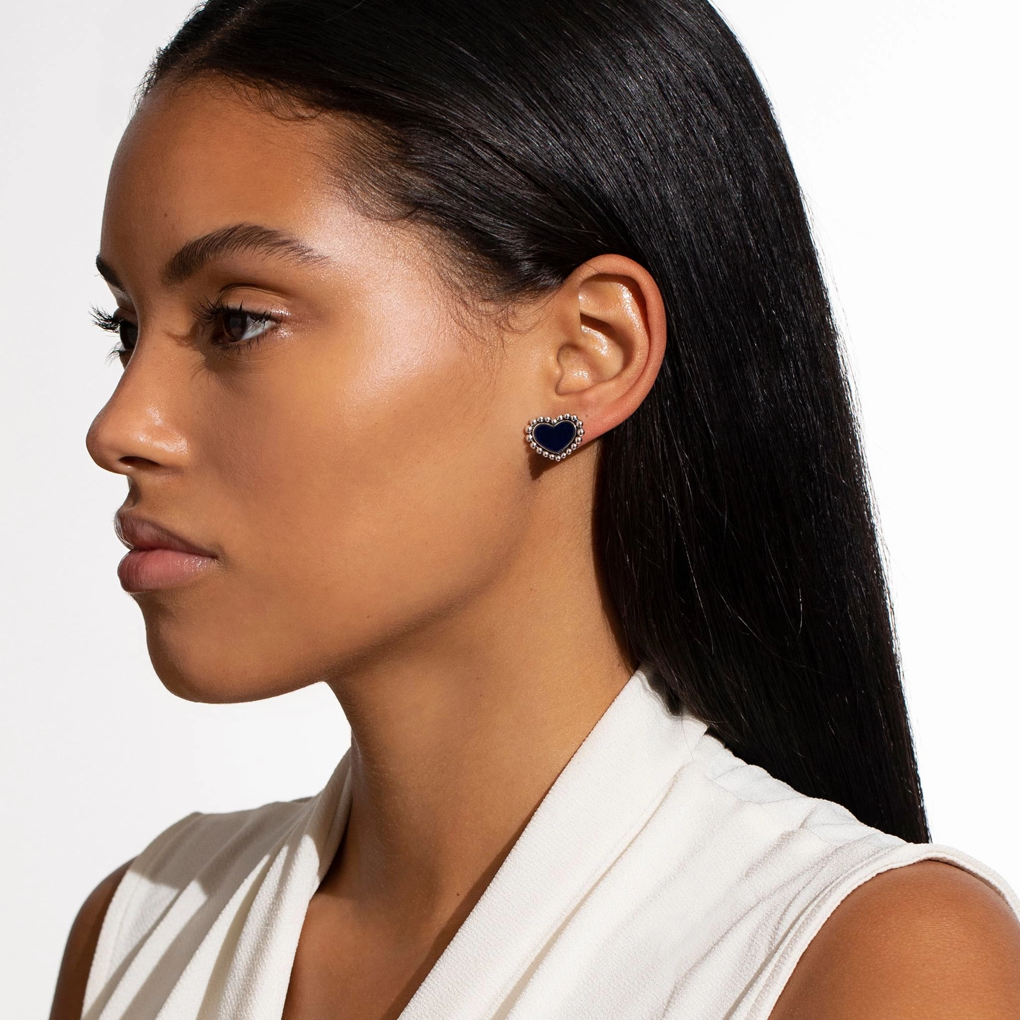 Maya Onyx Heart Stud Earrings