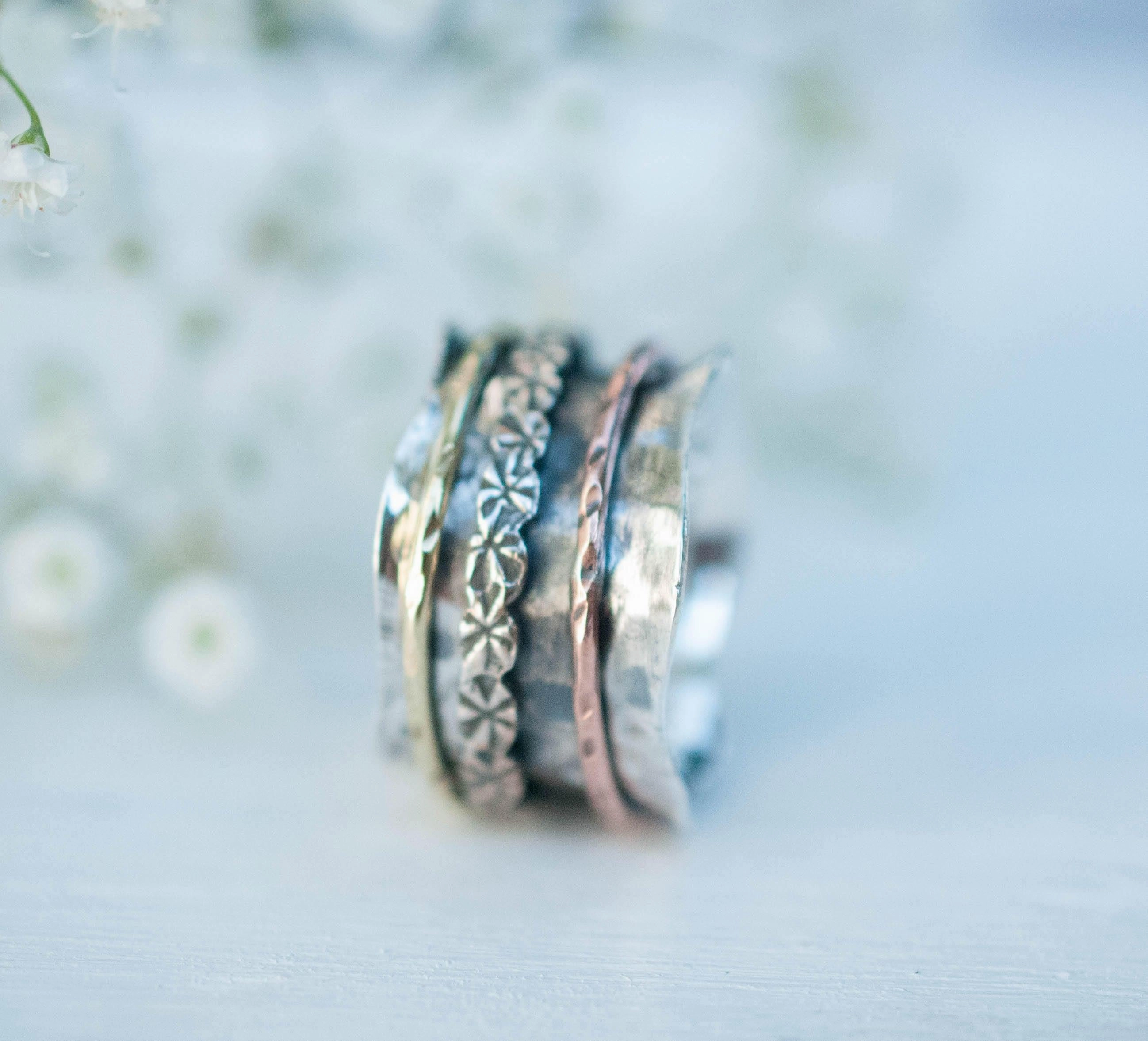 Meditation Ring ~ Sterling Silver 925 & Copper & Bronze ~MS018