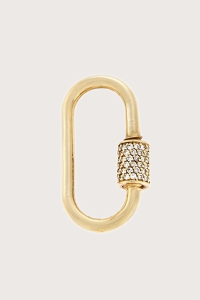 Medium Stoned Lock with Diamonds, Yellow Gold