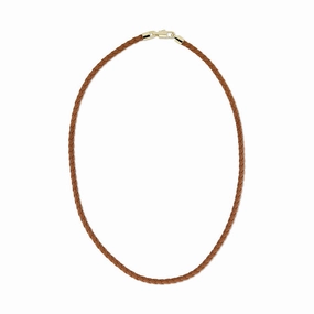 Men's Braided Leather Necklace, Brown