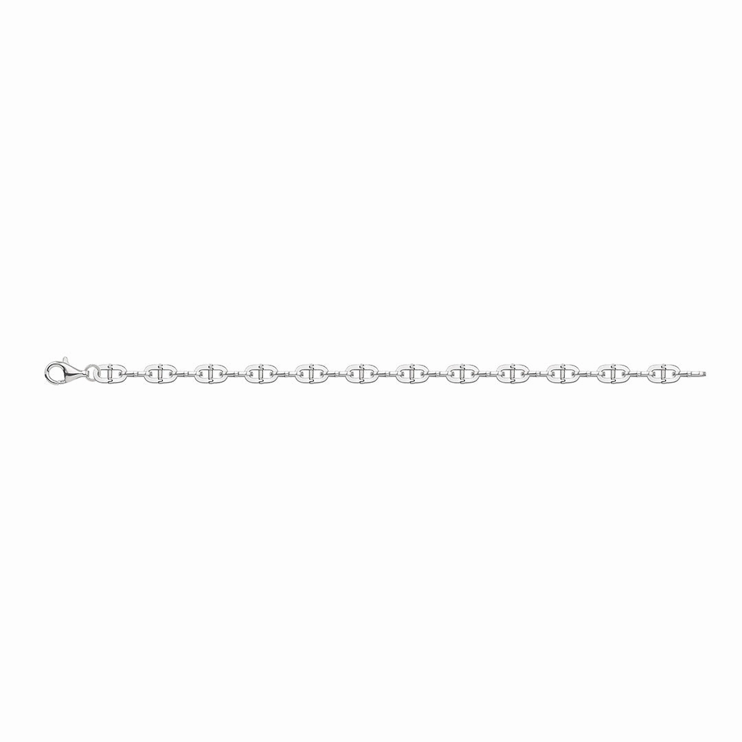 Men's Silver Oval Hinged Link Bracelet