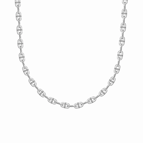 Men's Silver Oval Hinged Link Necklace
