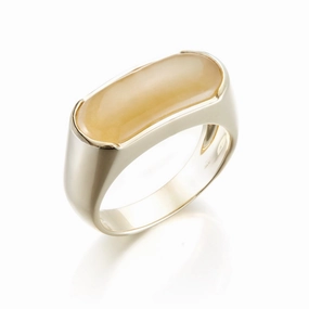 Men's Yellow Jade Saddle Ring