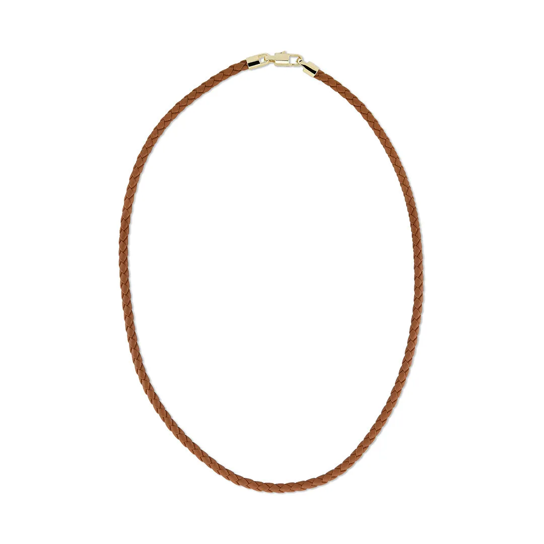 Men's Braided Leather Necklace, Brown