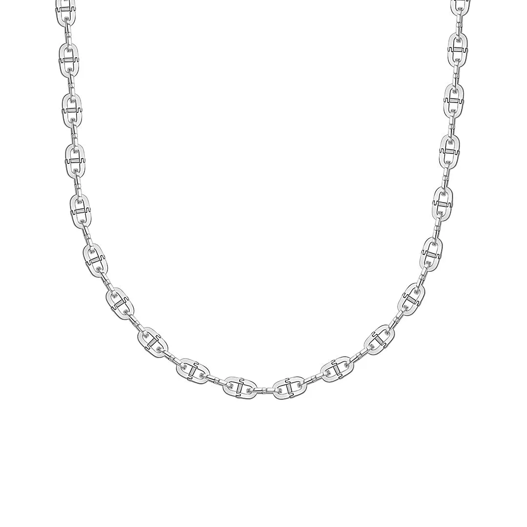 Men's Silver Oval Hinged Link Necklace