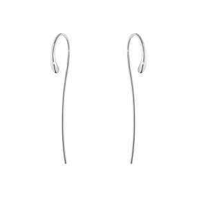 Mercy Curved Hanging Earrings in Silver