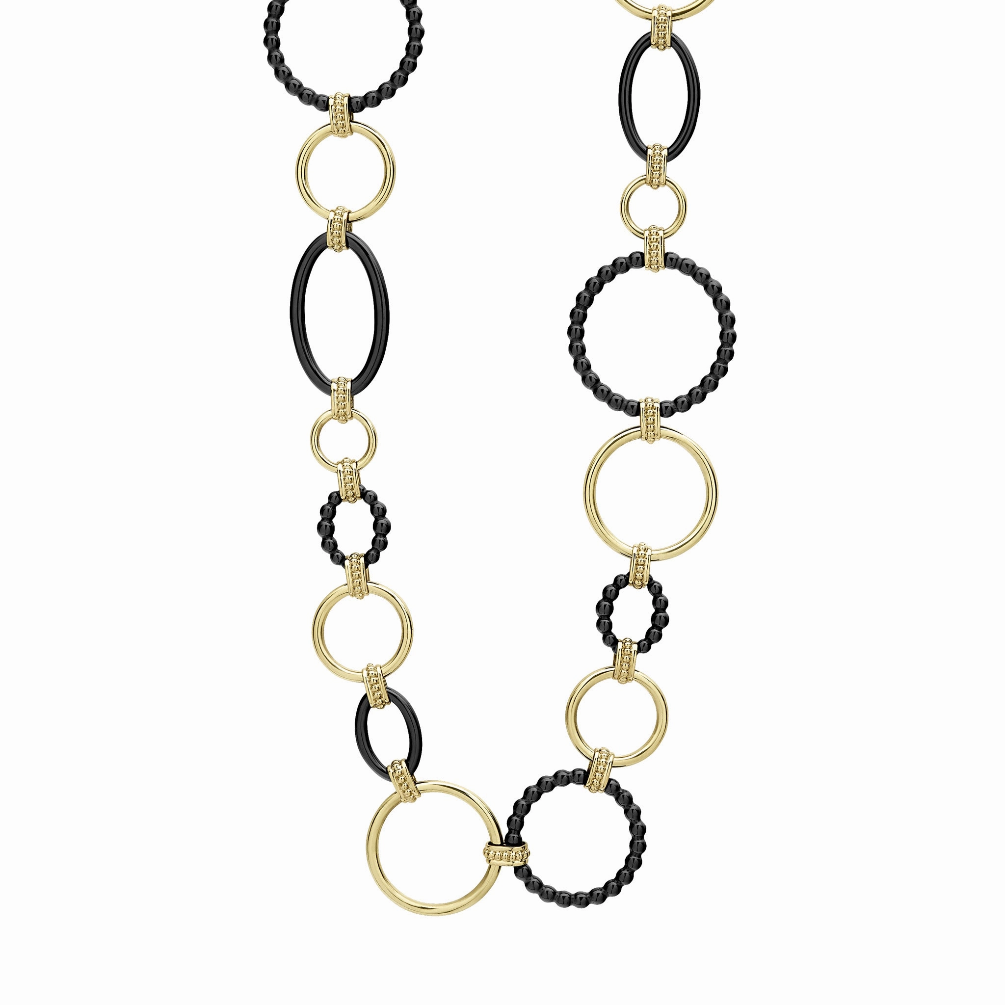 Meridian 18K Gold and Black Ceramic Elevated Link Necklace | 24mm