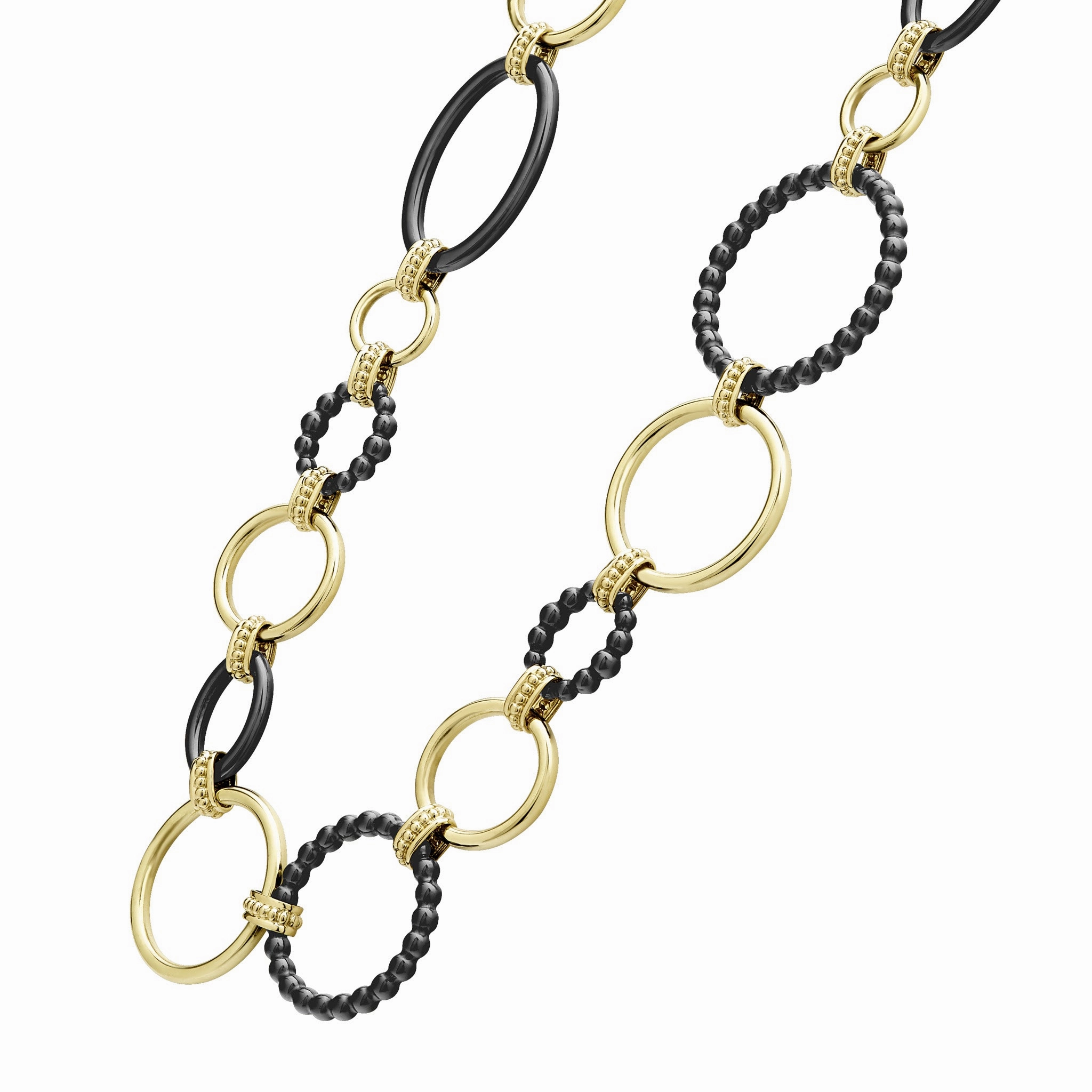 Meridian 18K Gold and Black Ceramic Elevated Link Necklace | 24mm