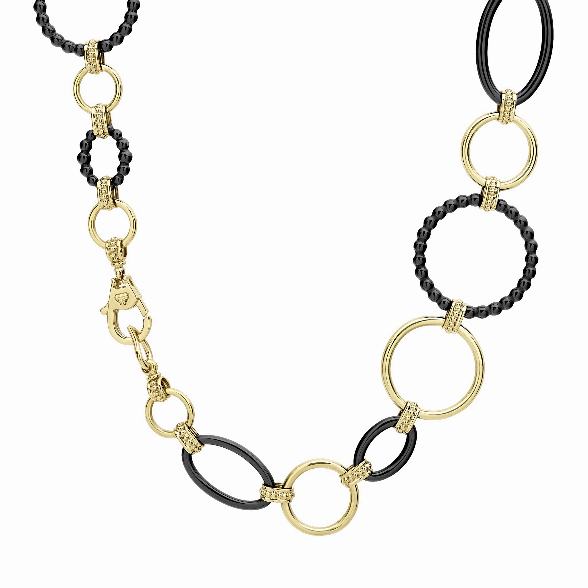 Meridian 18K Gold and Black Ceramic Elevated Link Necklace | 24mm