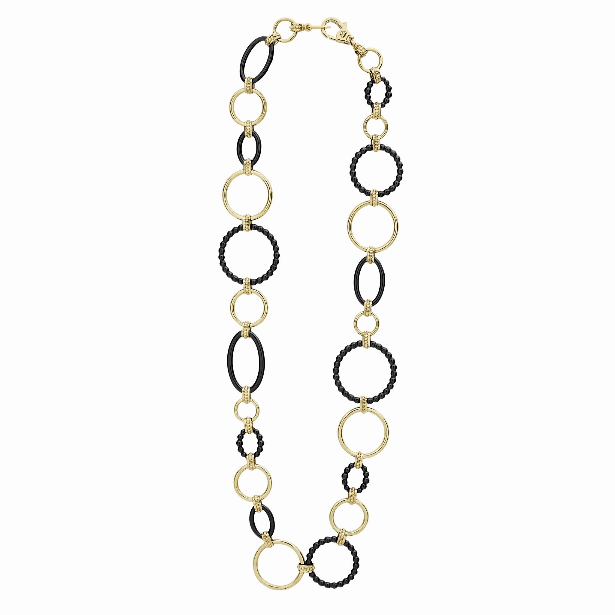 Meridian 18K Gold and Black Ceramic Elevated Link Necklace | 24mm