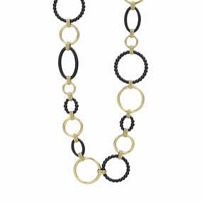 Meridian 18K Gold and Black Ceramic Elevated Link Necklace | 24mm