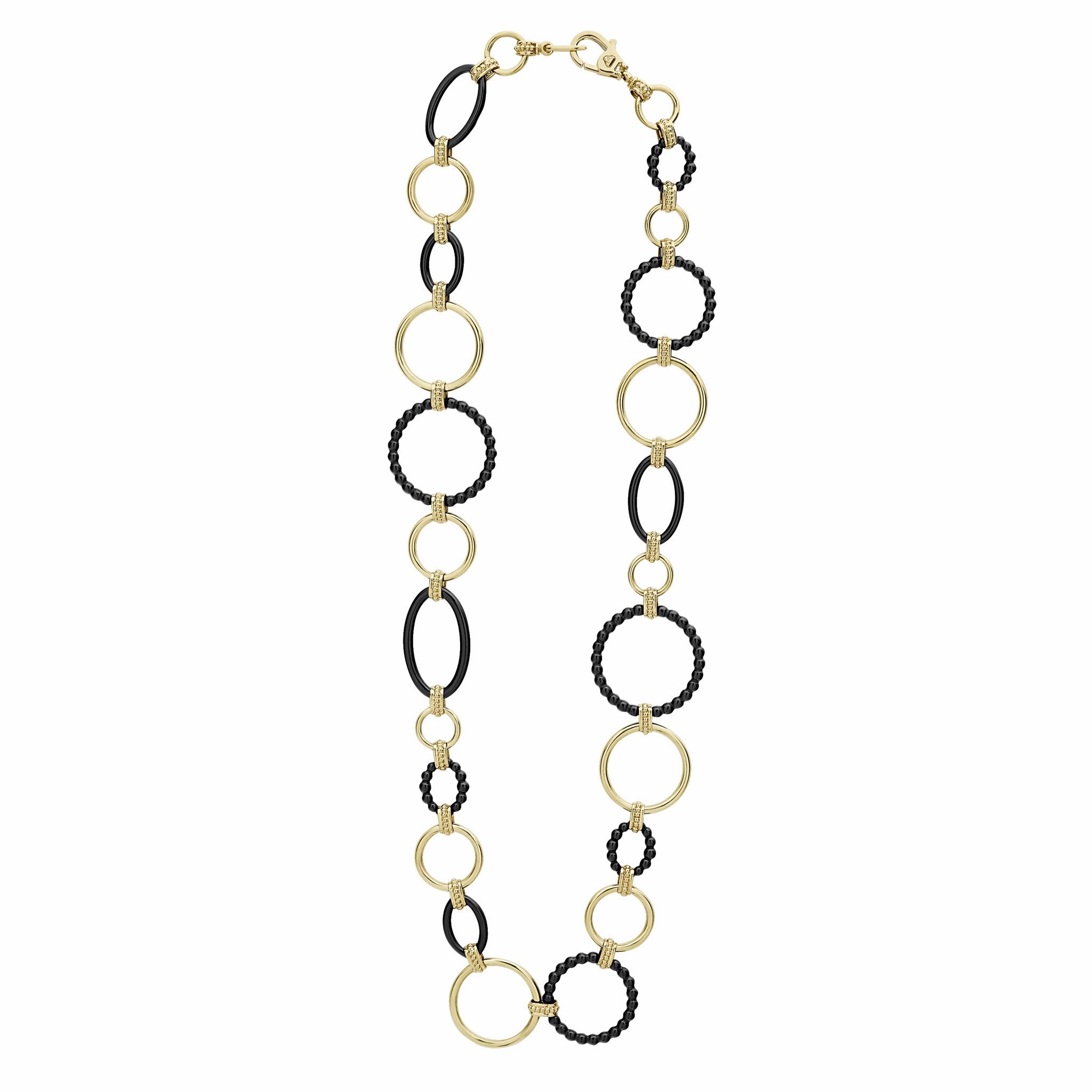 Meridian 18K Gold and Black Ceramic Elevated Link Necklace | 24mm