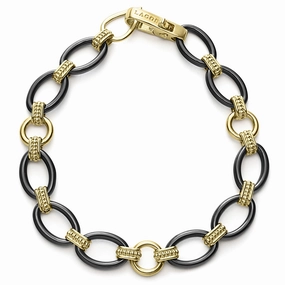 Meridian 18K Gold and Black Ceramic Link Bracelet | 10mm