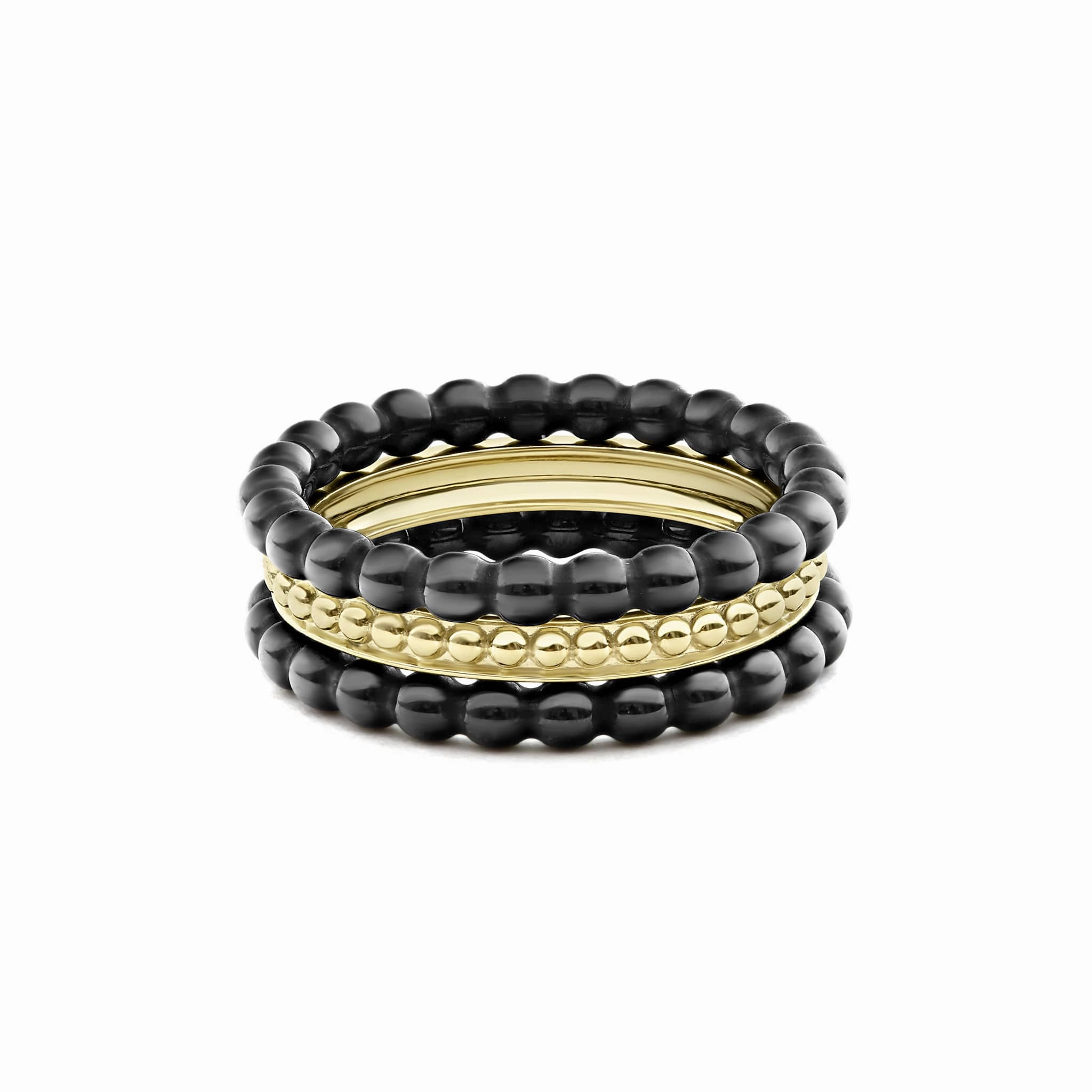 Meridian 18K Gold and Ceramic Stacking Rings