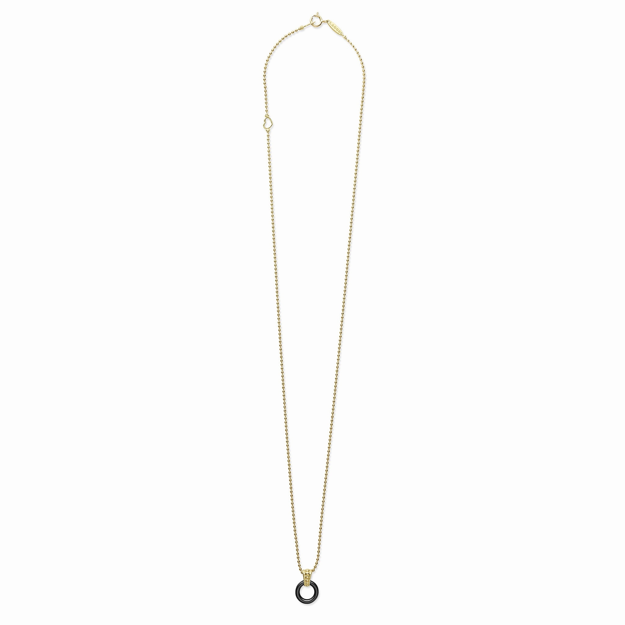 Meridian 18K Gold Black Ceramic Circle Pendant Necklace
