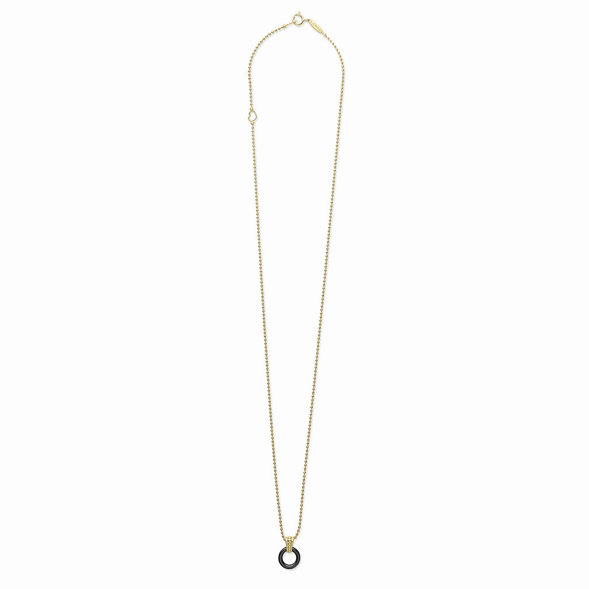 Meridian 18K Gold Black Ceramic Circle Pendant Necklace