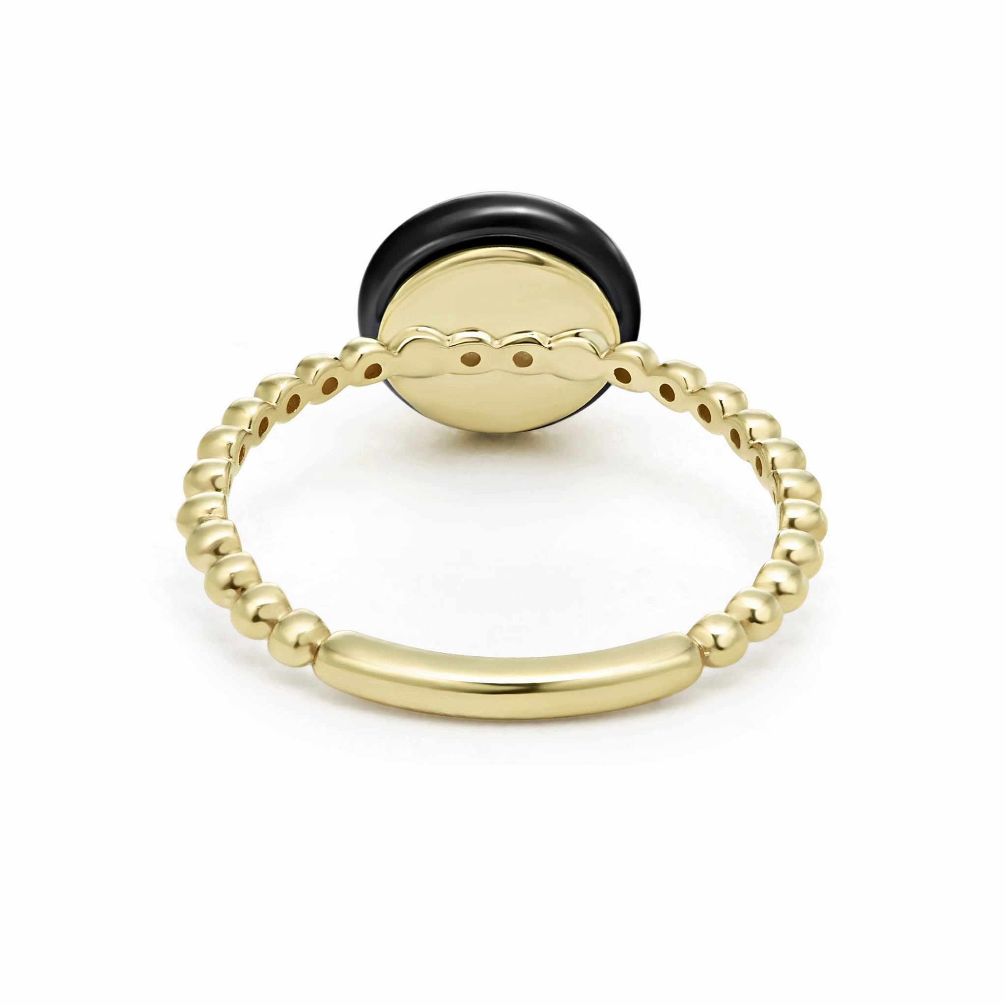 Meridian 18K Gold Caviar Black Ceramic Ring