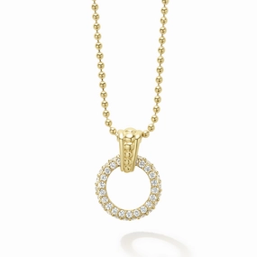 Meridian 18K Gold Diamond Circle Pendant Necklace