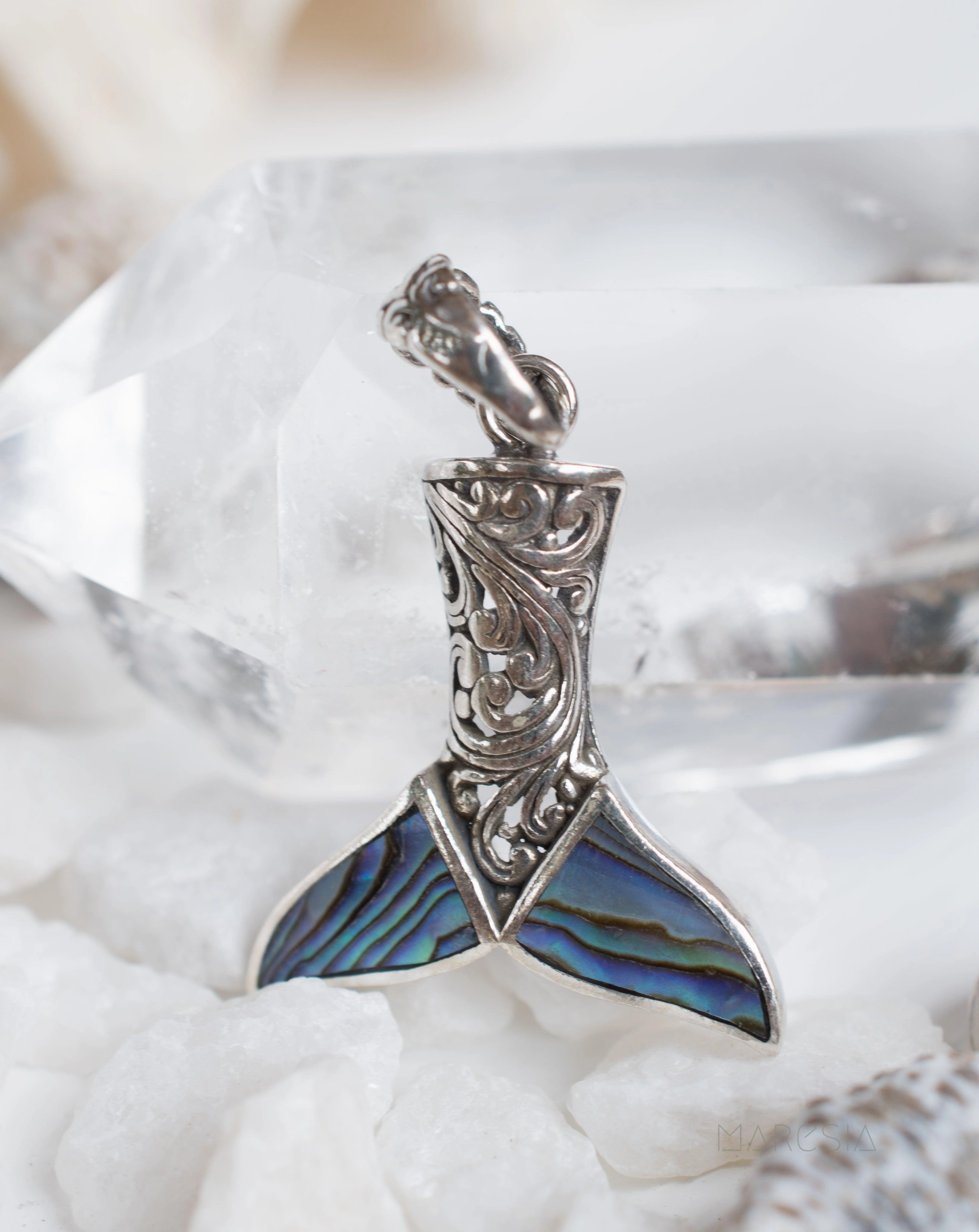 Mermaid Tail Pendant ~ Abalone or Coral ~ Sterling Silver 925 ~SMP006