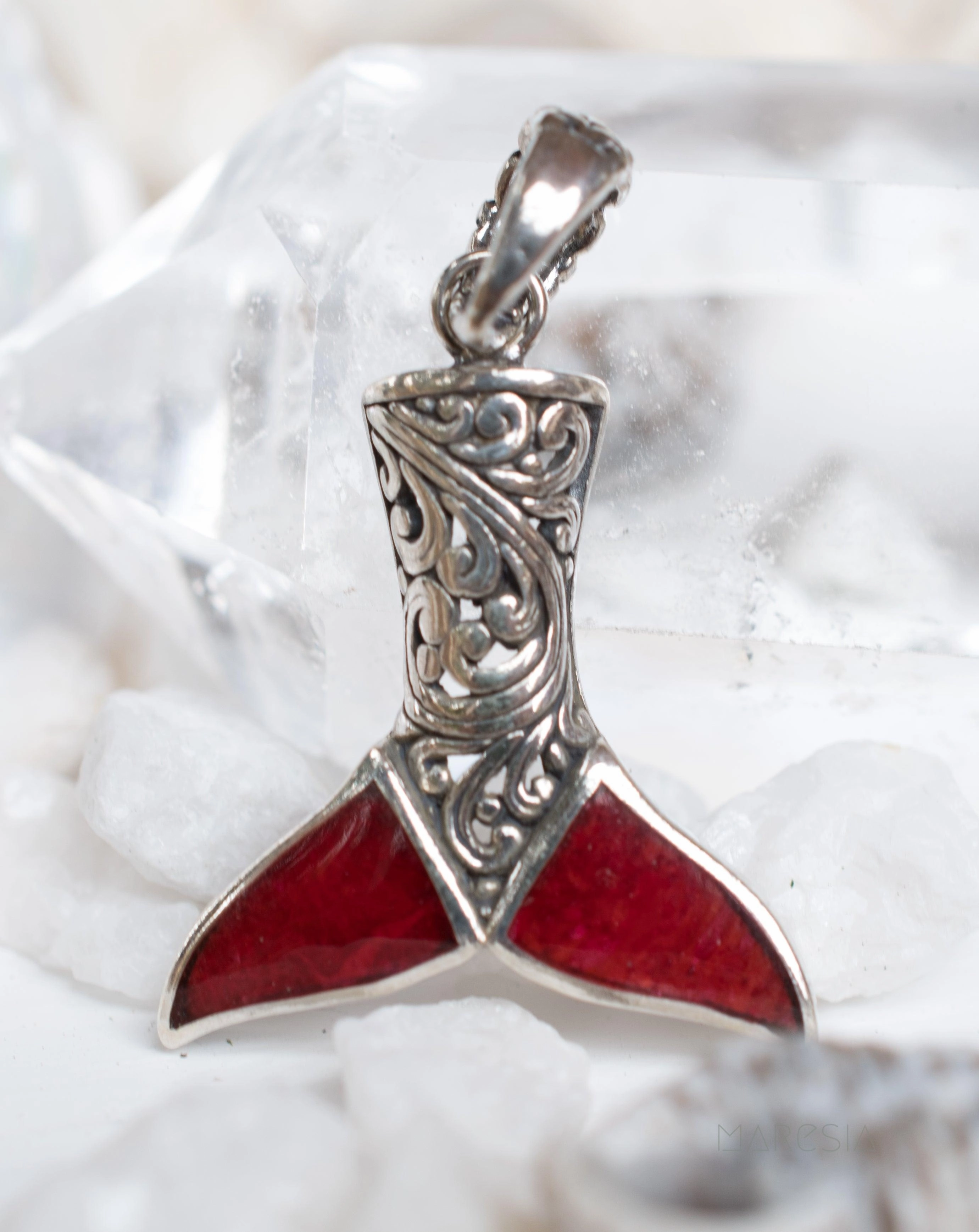 Mermaid Tail Pendant ~ Abalone or Coral ~ Sterling Silver 925 ~SMP006