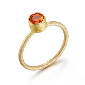 Mexican Fire Opal Round Bezel-Set Ring