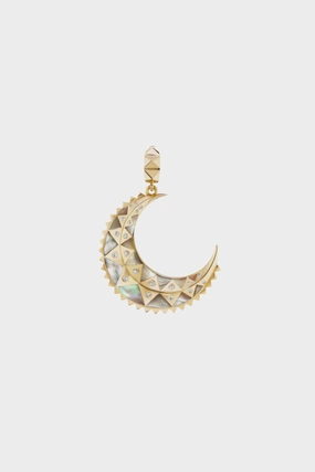 Mini Moon Crescent Inlay Charm, Mother Of Pearl