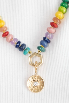 Mini Sun Sign Medallion, Diamonds