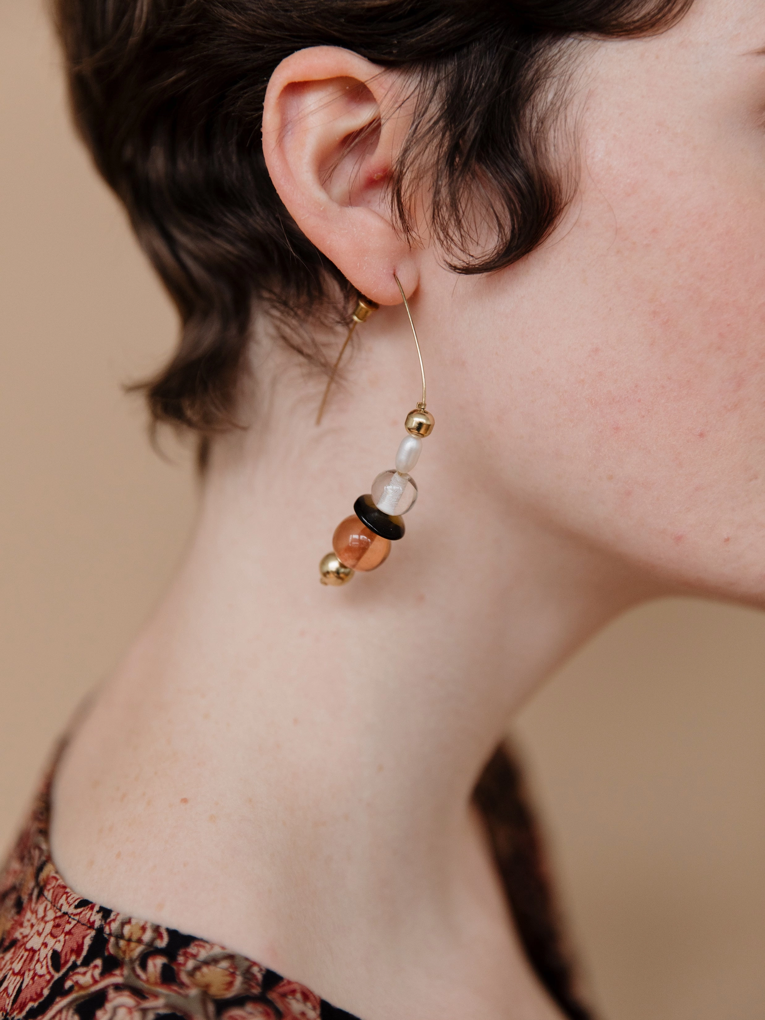 Mod Bead Earrings - Gold
