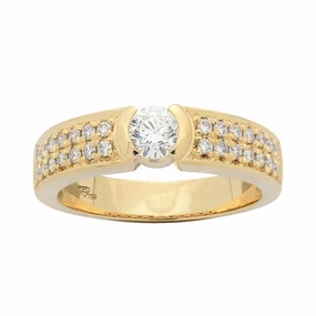 Monture de solitaire or jaune sertie de diamants.
