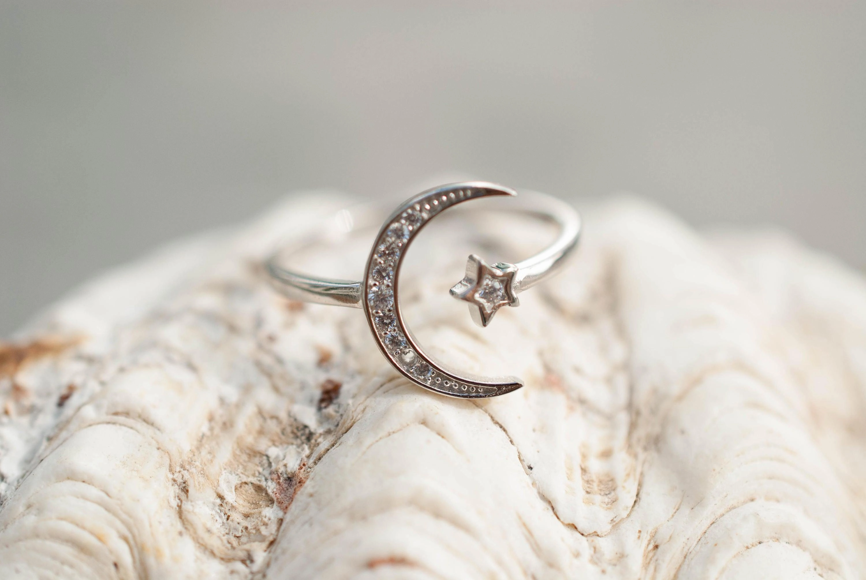 Moon and Star Ring ~ Sterling Silver 925~SMR015