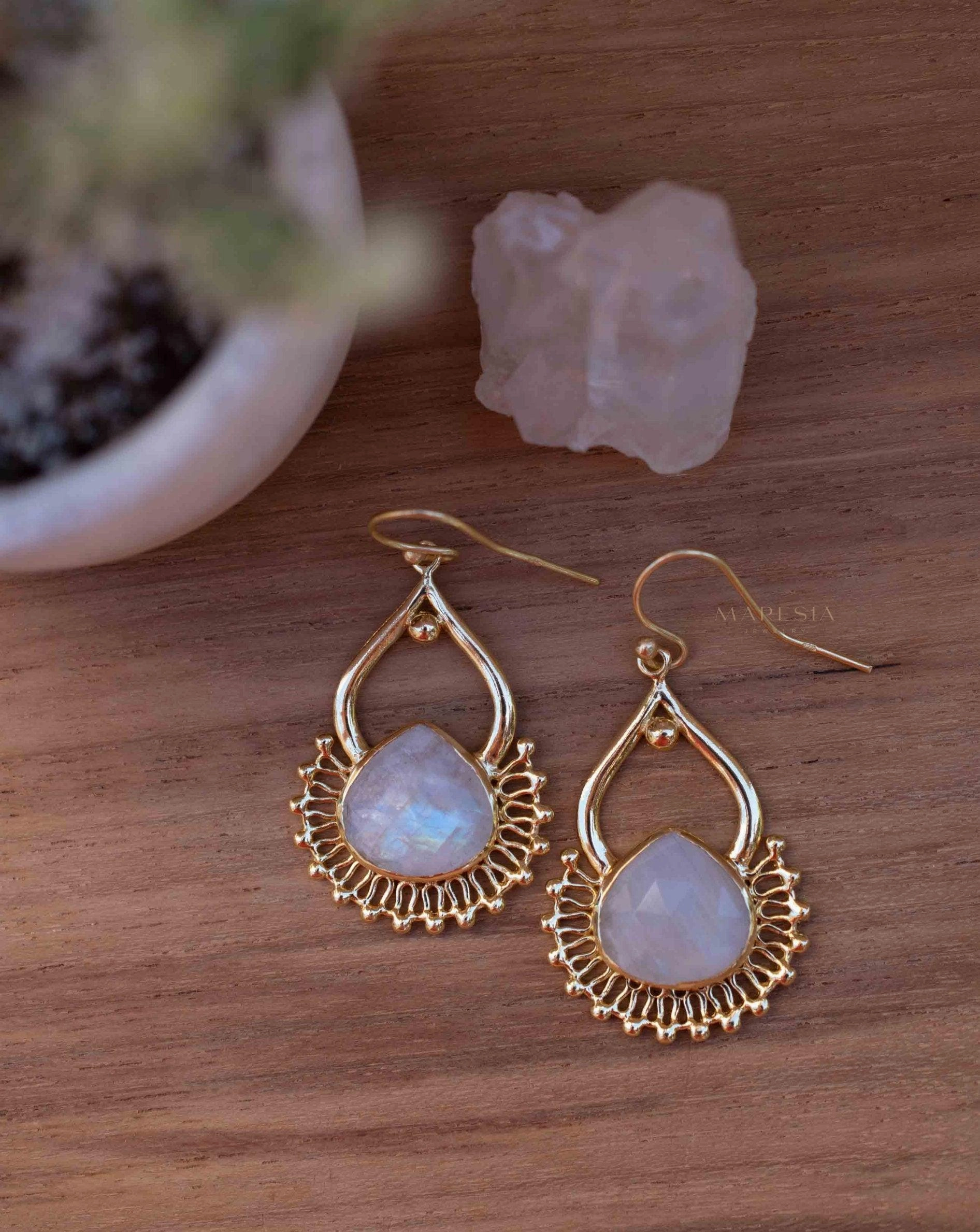 Moonstone 18k Gold Plated Earrings ~ ME185