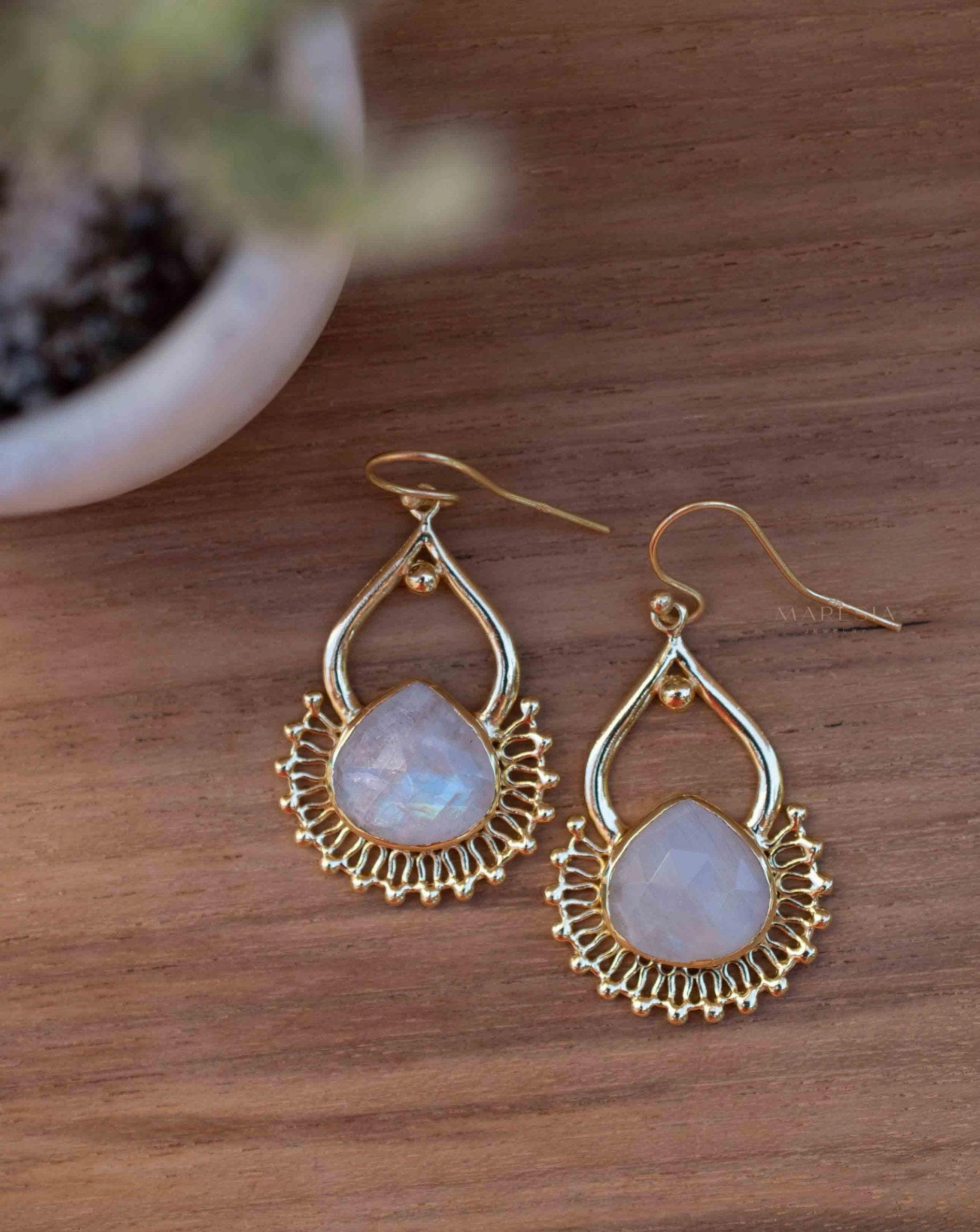 Moonstone 18k Gold Plated Earrings ~ ME185