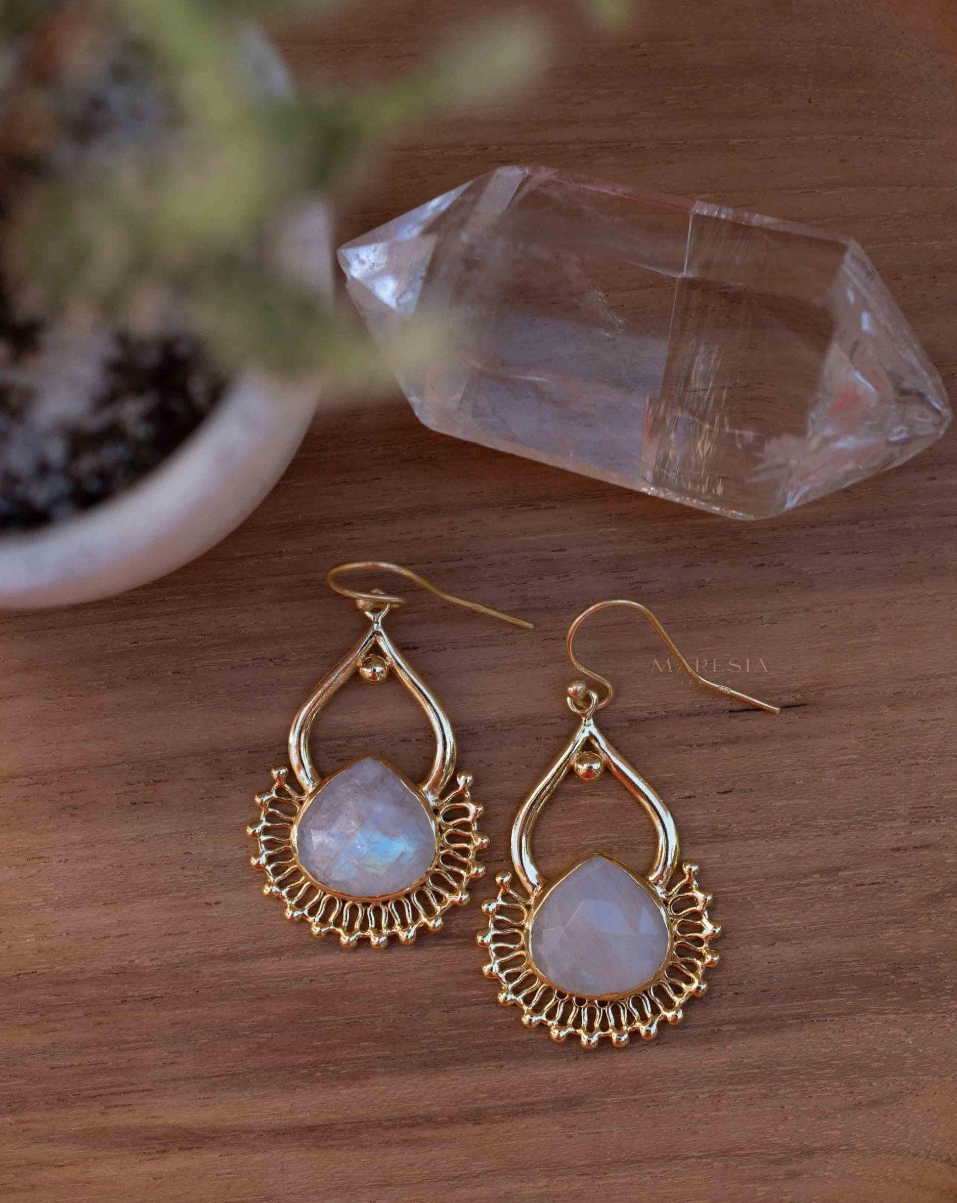 Moonstone 18k Gold Plated Earrings ~ ME185